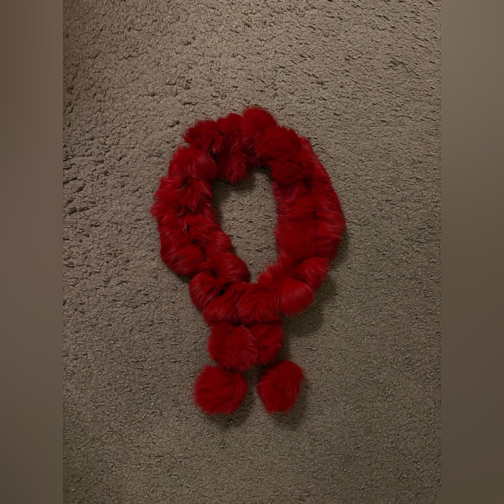 Luxurious Red Fur Scarf